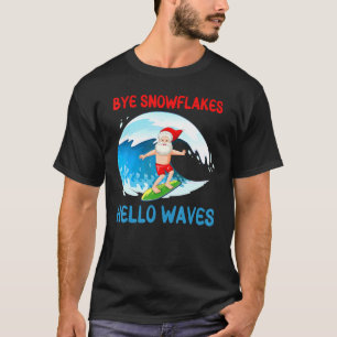 Camiseta De Snowflakes Hello Sand Surfing Santa Ocean Vacat
