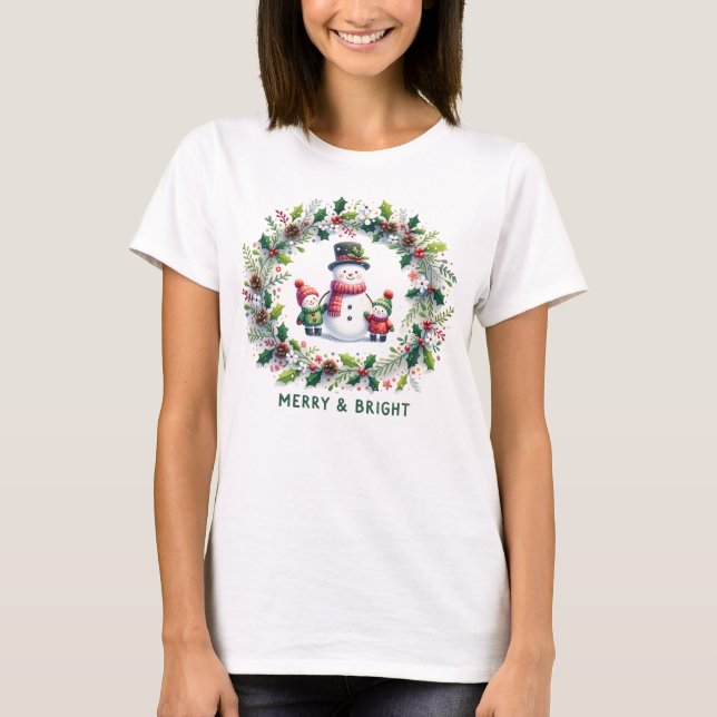Camiseta de Snowmanand para niños "Feliz y brillan (Anverso)