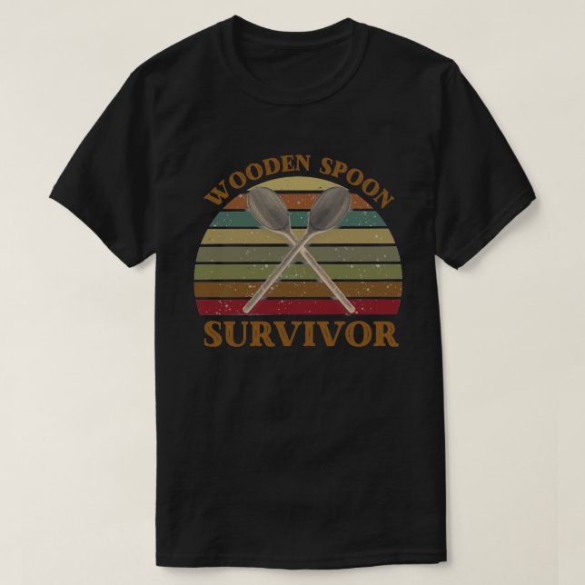 camiseta de sobreviviente de cuchara de madera (Diseño del anverso)