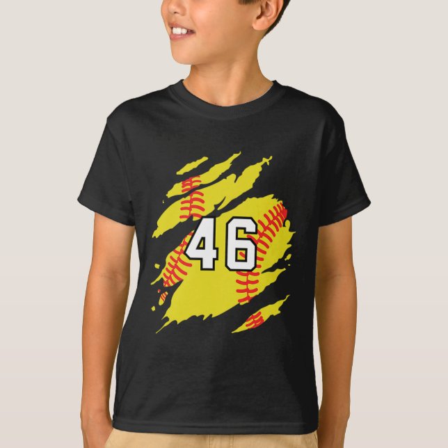Camiseta de Softbol Número #46 Jerse de Fanático d (Anverso)
