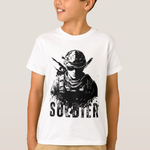 Camiseta de soldado Minimalista simple negro y bla