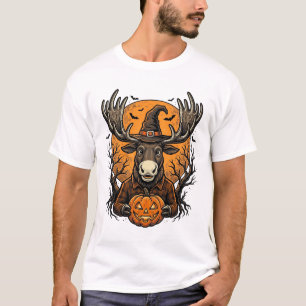 Camiseta de sombrero de bruja de calabaza de alce