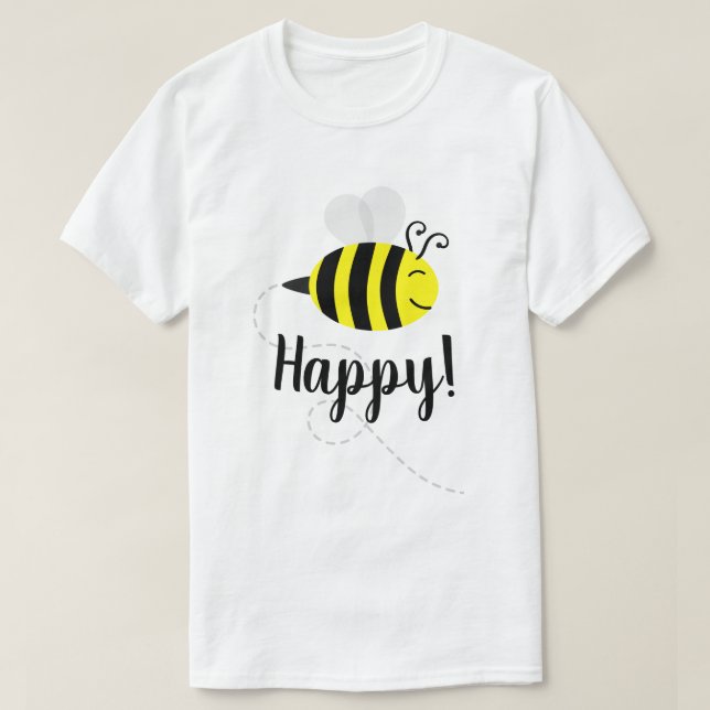 Camiseta de sonrisa feliz "Bee Happy" (Diseño del anverso)