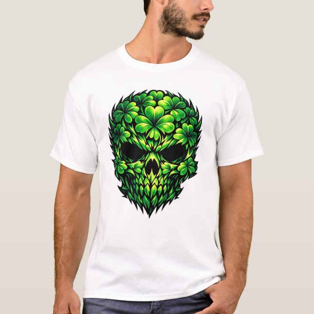 Camiseta de St Patricks con cráneo de trébol irlan (Anverso)