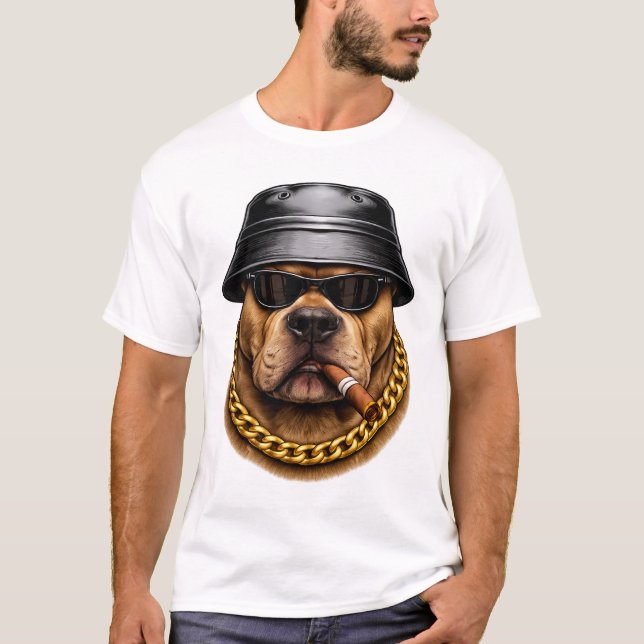 Camiseta de Streetwear de Perro Cool – Diseño de E (Anverso)