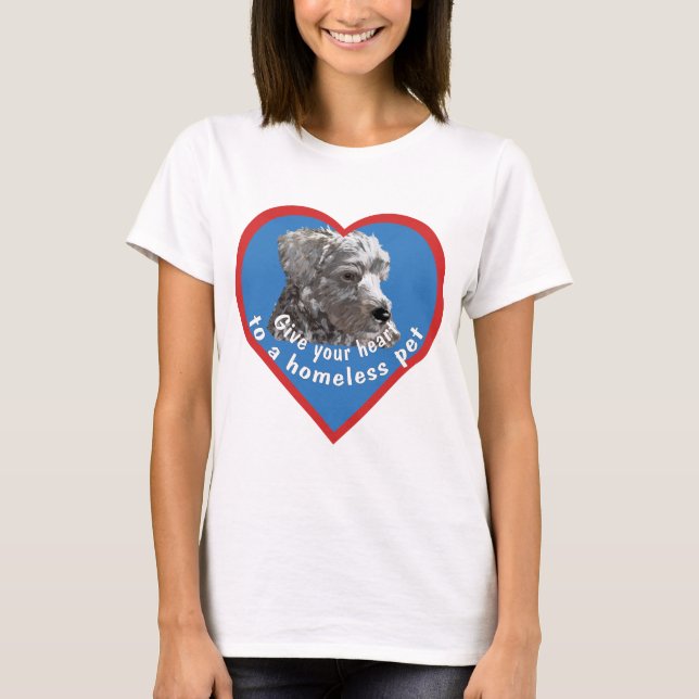 Camiseta Dé su corazón a un mascota sin hogar (Anverso)