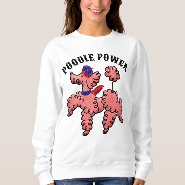 Camiseta de sudadera de poodle rosa Power Cute (Anverso)