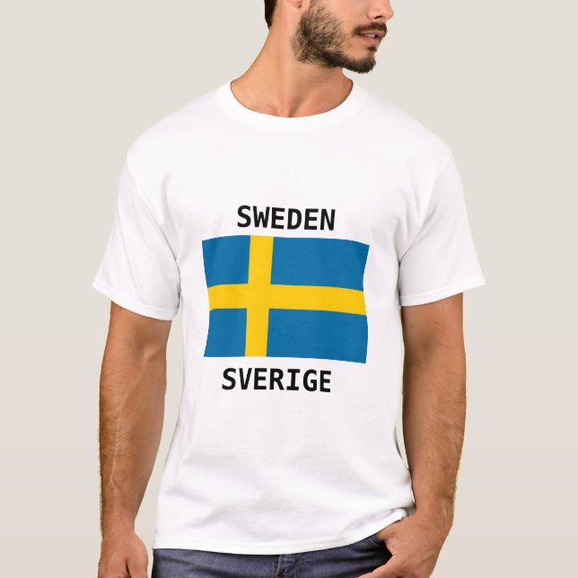 Camiseta de Suecia con nombre en inglés y sueco (Anverso)