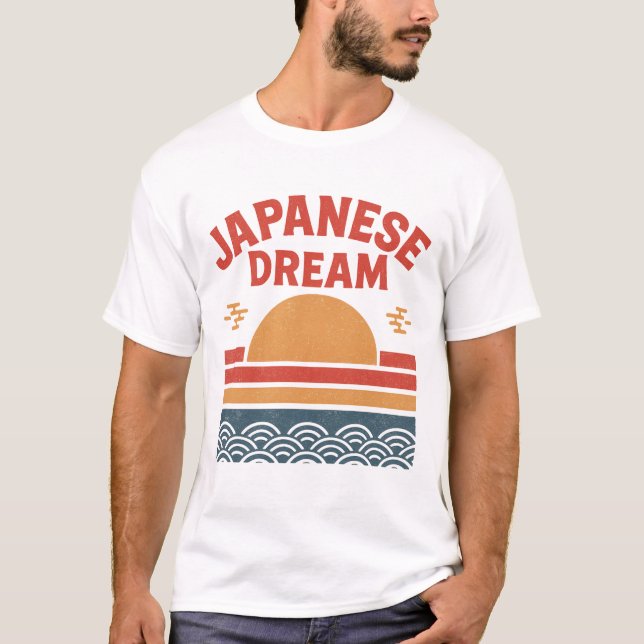 Camiseta de sueño japonés | Sol retro vintage emer (Anverso)