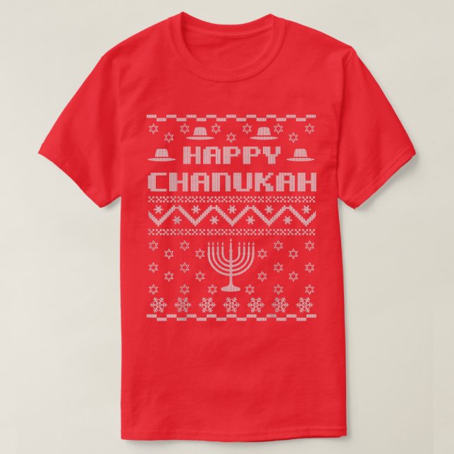 Camiseta de suéter de Hanukkah Chanukah Menora (Diseño del anverso)