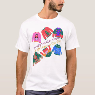 Camiseta de suéter feo, gráfico navideño, camiseta