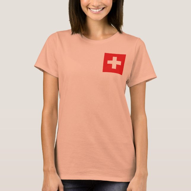 Camiseta de Suiza Bandera + Mapa (Anverso)