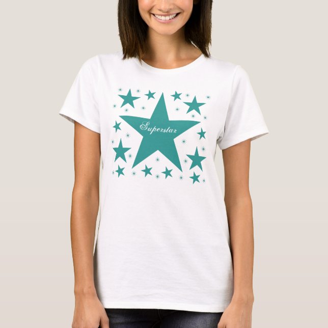 Camiseta de superestrella mujer, Verde azulada (Anverso)