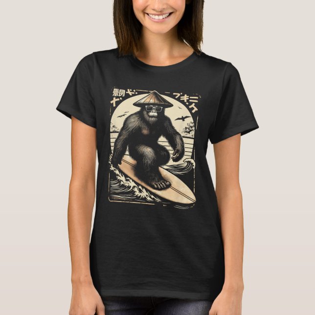 Camiseta de surf de Bigfoot con tema japonés Bigfo (Anverso)