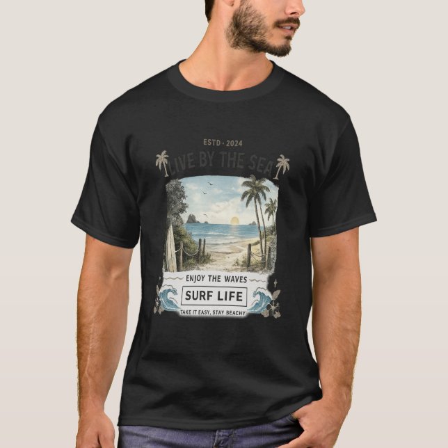 Camiseta de surf Live By The Sea (Anverso)