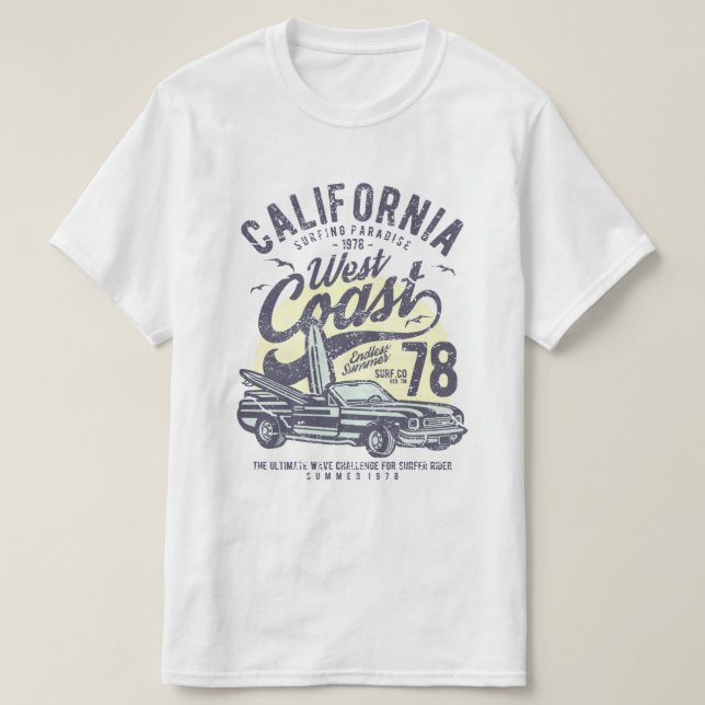 Camiseta de Surfing de la Costa Oeste (Diseño del anverso)