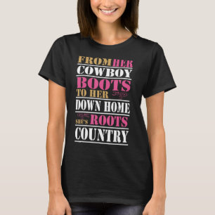 Camiseta De Sus Boots De Vaquero A Su Casa, Ella Está En La