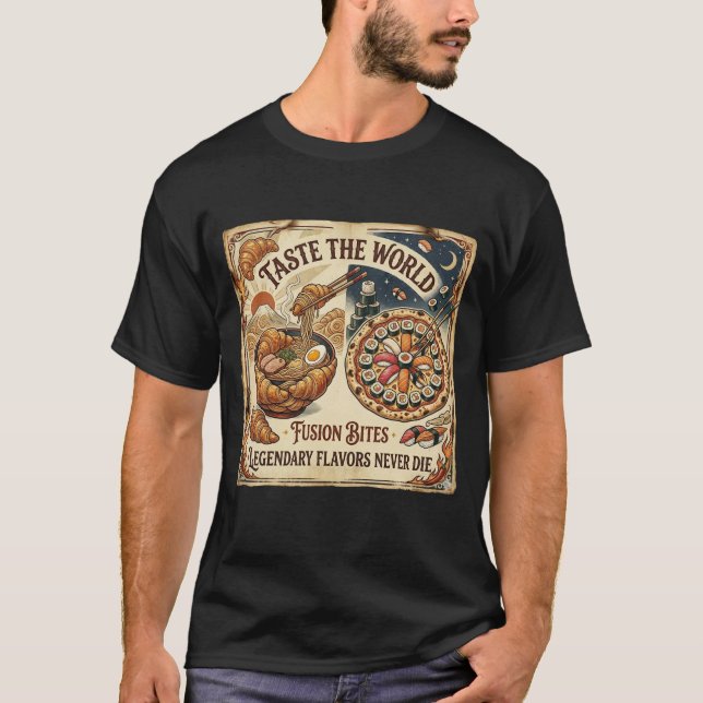 Camiseta de Sushi Pizza Ramen de Fusión de Comida  (Anverso)