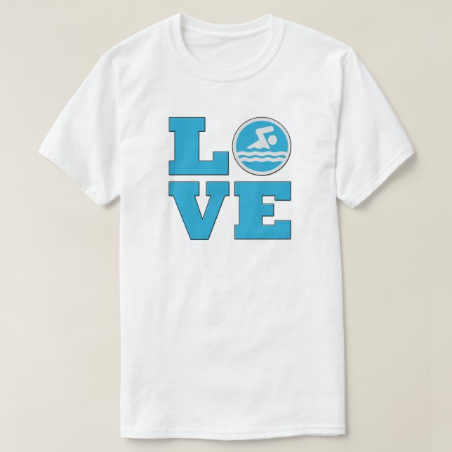 Camiseta de Swim Love Men's para nadadores (Diseño del anverso)