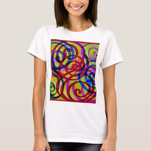 Camiseta de Swirls colorida (Anverso)