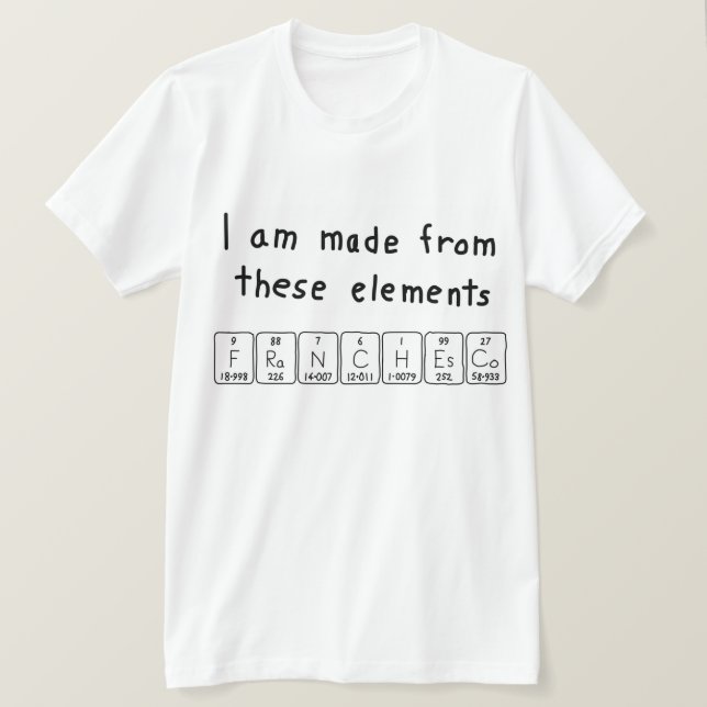 Camiseta de tabla periódica de Franchesco (Anverso del diseño)
