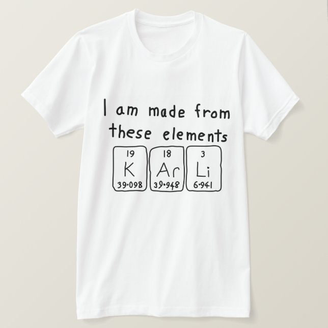 Camiseta de tabla periódica de Karli (Anverso del diseño)