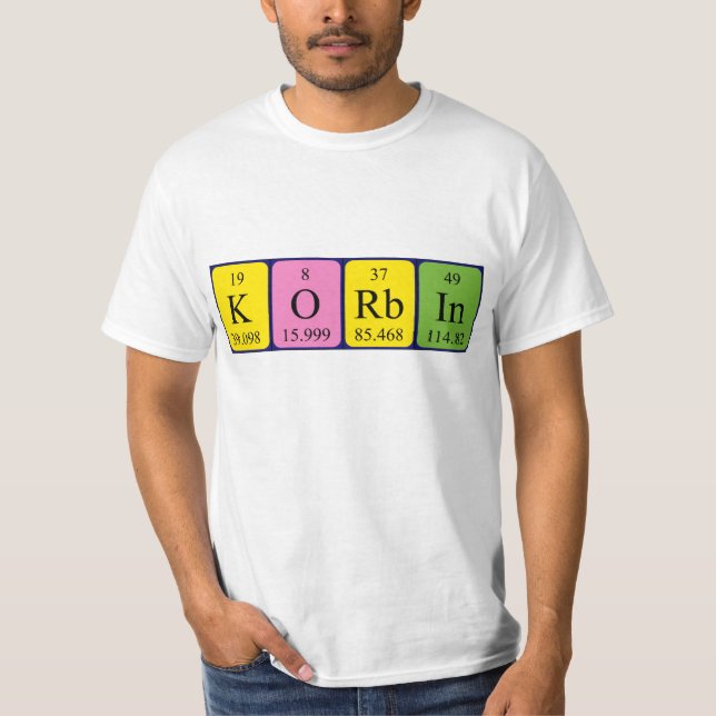 Camiseta de tabla periódica de Korbin (Anverso)