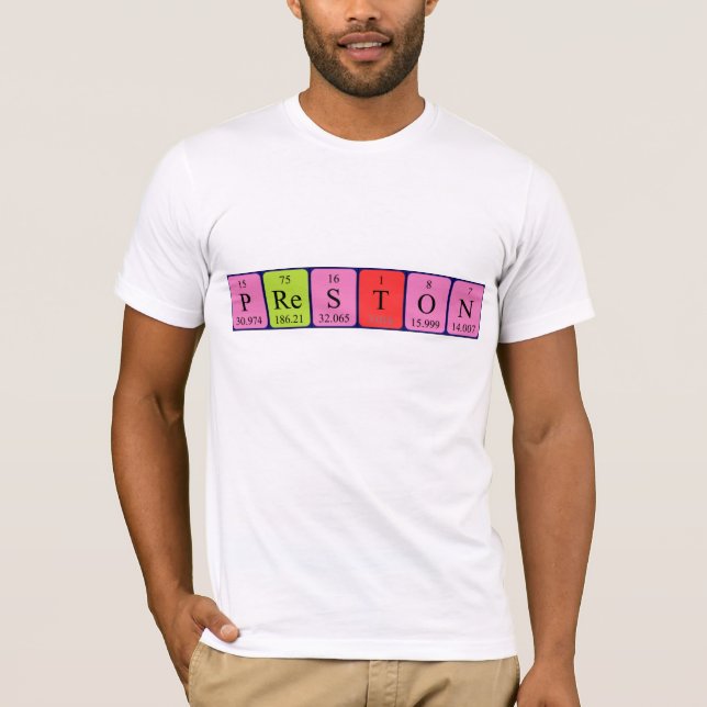 Camiseta de tabla periódica de Preston (Anverso)