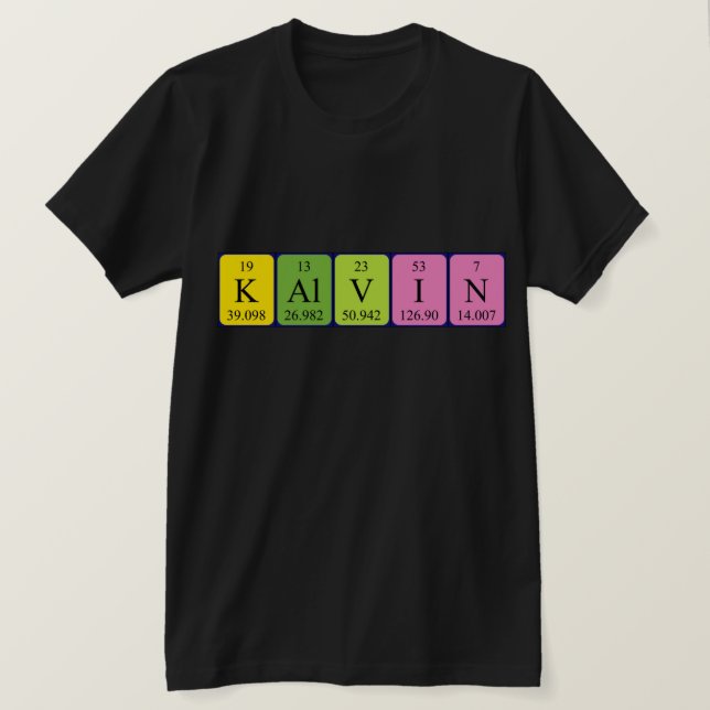 Camiseta de tabla periódica Kalvin (Anverso del diseño)