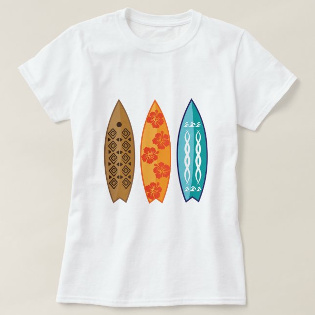 Camiseta de tablas de surf para mujeres (Diseño del anverso)