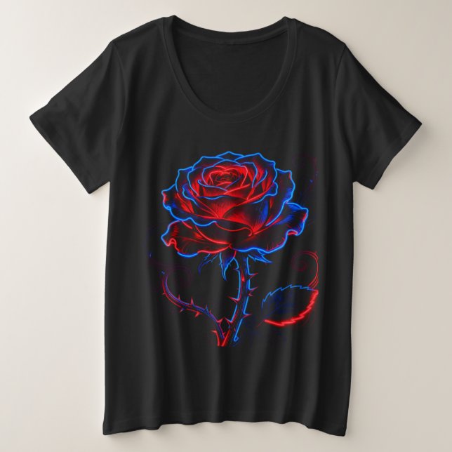 Camiseta de talla grande Neon Rose Plus (Anverso del diseño)