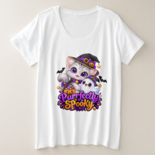 Camiseta de tallas grandes de gato de Halloween pe