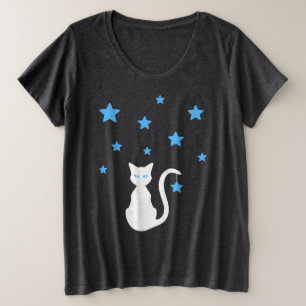 Camiseta de tamaño Camiseta y estrellas de gato b
