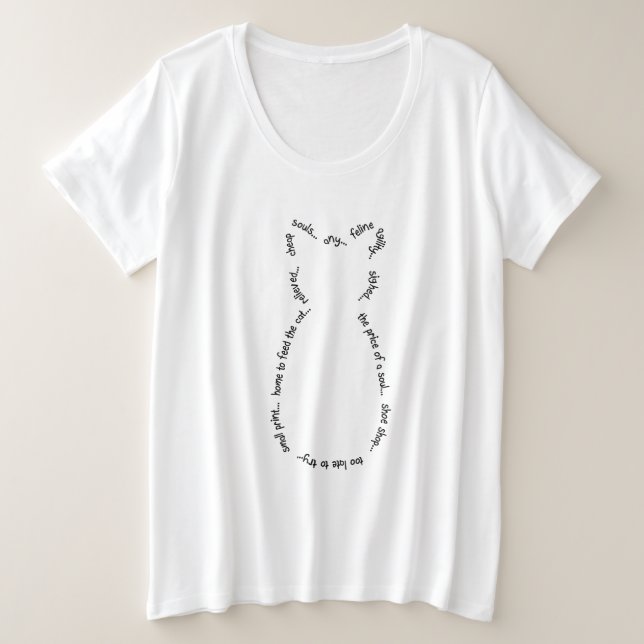 Camiseta de tamaño Cat Drabble Plus (texto negro) (Anverso del diseño)