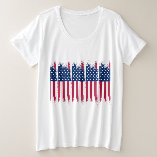 Camiseta de tamaño de Bandera Plus de Estados Unid (Anverso del diseño)