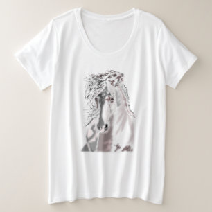 Camiseta de tamaño de caballo blanco más