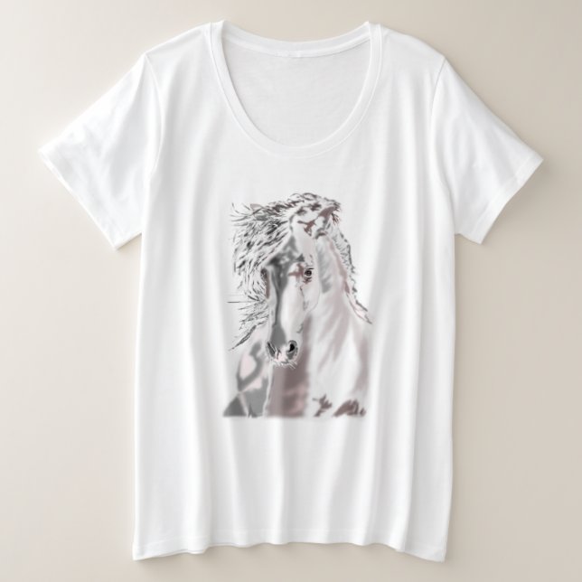 Camiseta de tamaño de caballo blanco más (Anverso del diseño)