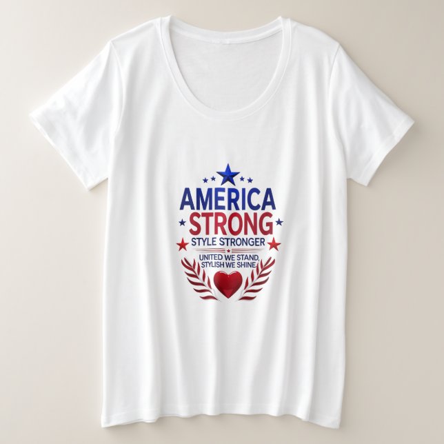 Camiseta de tamaño estadounidense Strong Plus | (Anverso del diseño)