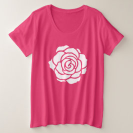 Camiseta de tamaño Rosa blanco Plus