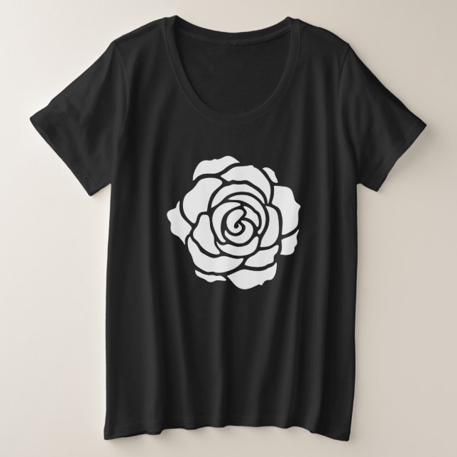 Camiseta de tamaño Rosa blanco Plus (Anverso del diseño)