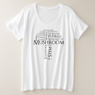 Camiseta de tamaño superior de champiñón (texto ne
