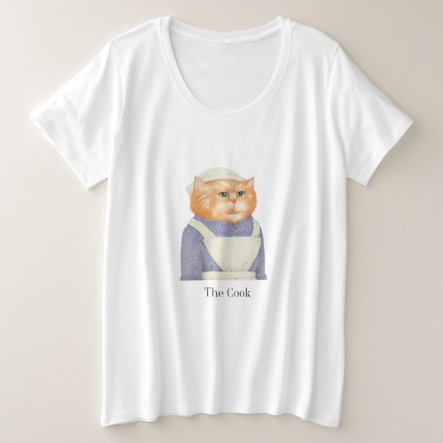Camiseta de tamaño superior para mujeres COOK CAT (Anverso del diseño)