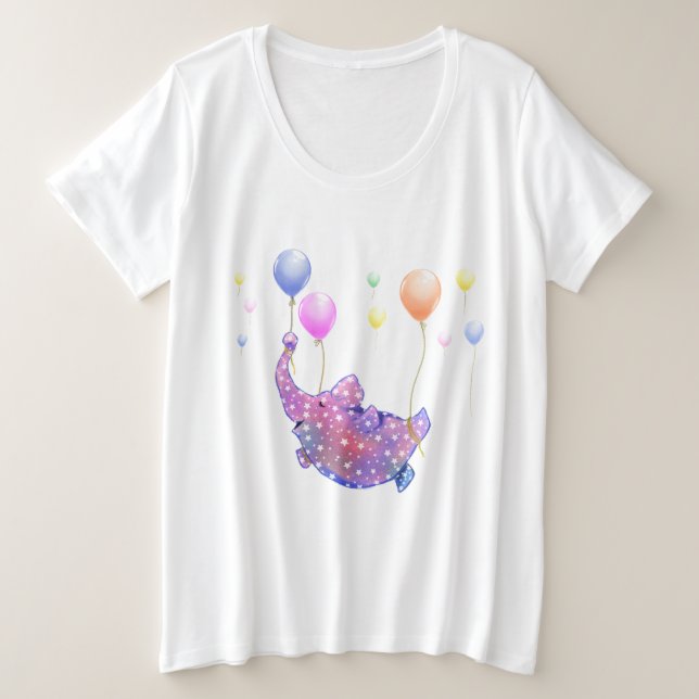 Camiseta de tamaño T de Elephant Plus Flying (Anverso del diseño)