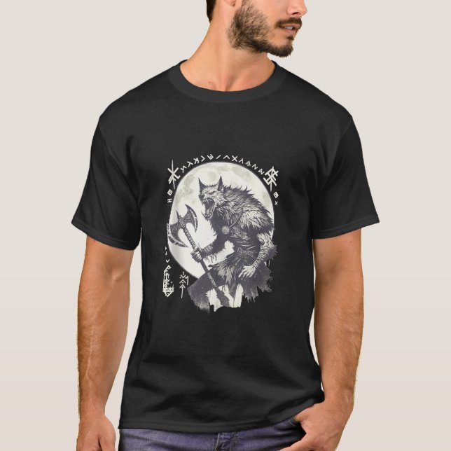 Camiseta de Tanque Guerrero Lobo Alfa Vikingo Runa (Anverso)