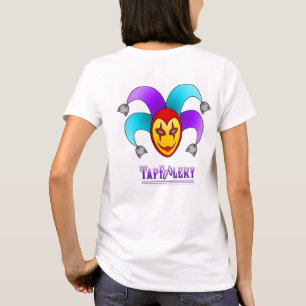 Camiseta de TapFoolery - morada en líneas blancas