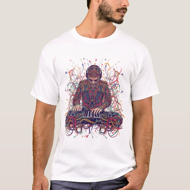 Camiseta de Tapiz de Ondas Sonoras de DJ (Anverso)