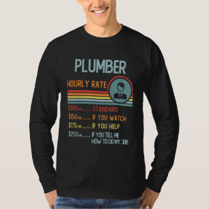 Camiseta de tarifa por hora de fontanero título de