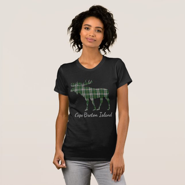 Camiseta de tartán de alce de la isla de Cabo Bret (Anverso completo)