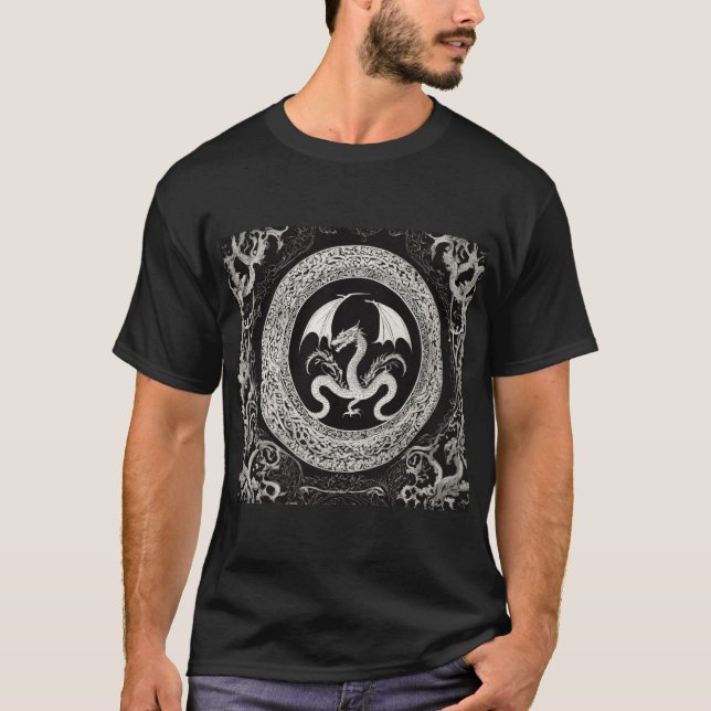Camiseta de tatuaje abstracto gris negro del sótan (Anverso)