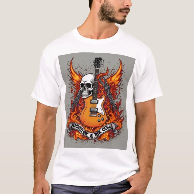 Camiseta de tatuaje de cráneo de roca y rollo - Sk (Anverso)